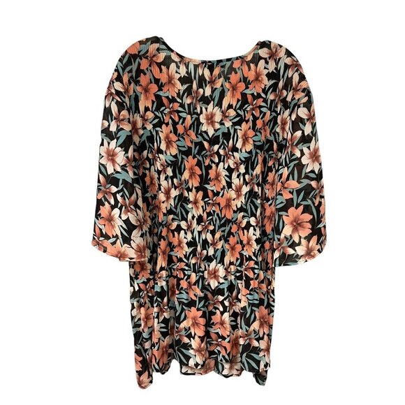 Catherines Floral Blouse Keyhole Beaded Cold Shoulder Size 4X 30-32W - Picture 4 of 6